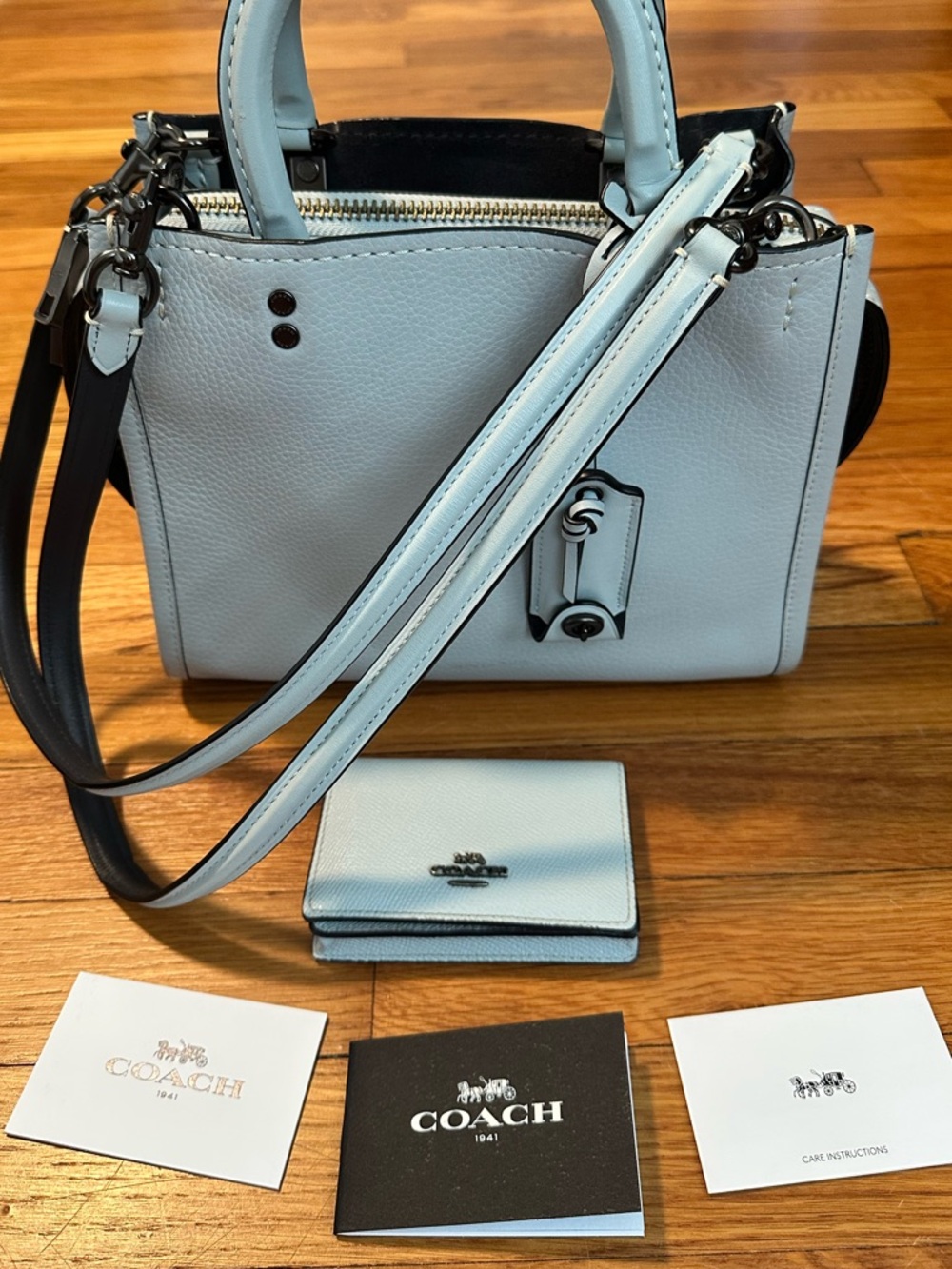 1941 Coach Rogue 25 Bag with Matching Wallet in Sky Blue - Picture 2 of 14